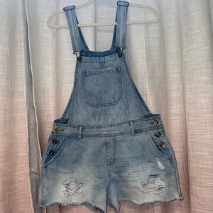 BLUE JEAN OVERALLS SHORTS